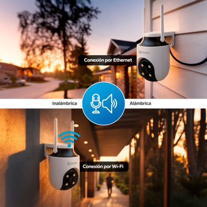 Cámara de seguridad Wi-Fi* 6 / Ethernet 8 Mpx robotizada con seguidor de movimiento para exterior, doble banda