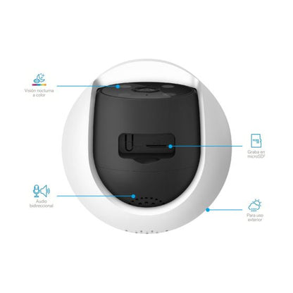 Cámara de seguridad Wi-Fi* 6 / Ethernet 8 Mpx robotizada con seguidor de movimiento para exterior, doble banda