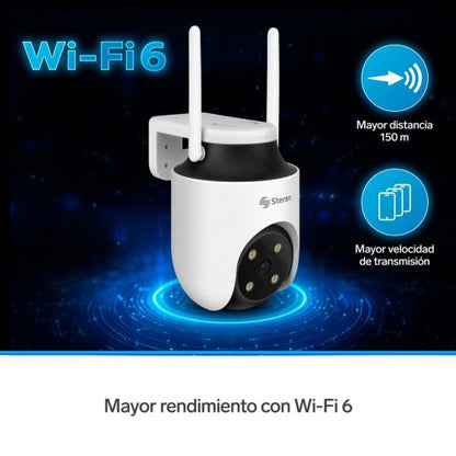 Cámara de seguridad Wi-Fi* 6 / Ethernet 8 Mpx robotizada con seguidor de movimiento para exterior, doble banda