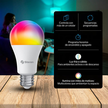 Foco LED Wi-Fi RGB+W multicolor de 10 W