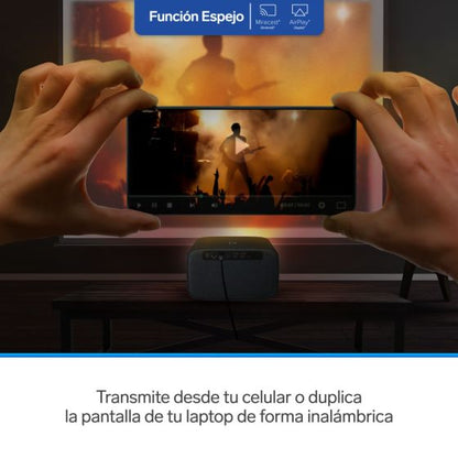 Proyector multimedia Home Theater Full HD de 650 ANSI lm con función espejo, ajuste automático de enfoque y trapecio y sistema óptico sellado