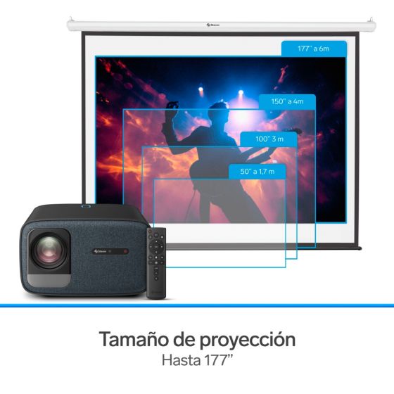 Proyector multimedia Home Theater Full HD de 650 ANSI lm con función espejo, ajuste automático de enfoque y trapecio y sistema óptico sellado