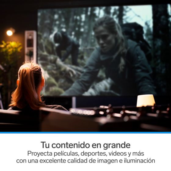 Proyector multimedia Home Theater Full HD de 650 ANSI lm con función espejo, ajuste automático de enfoque y trapecio y sistema óptico sellado